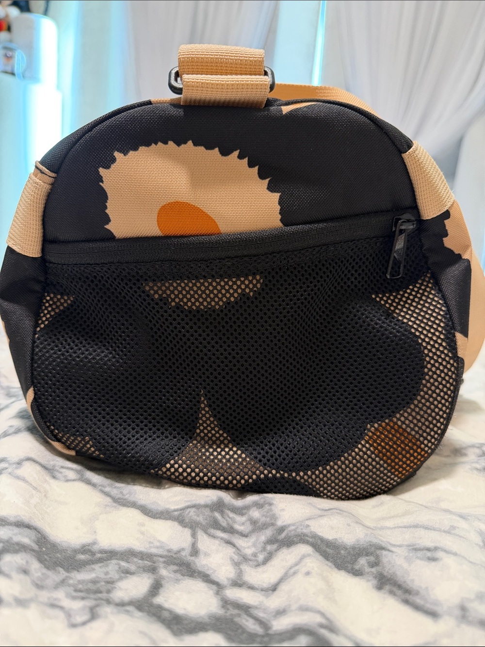Adidas x Marimekko Printed Duffel Bag in Beige & Black - Picture 6 of 8